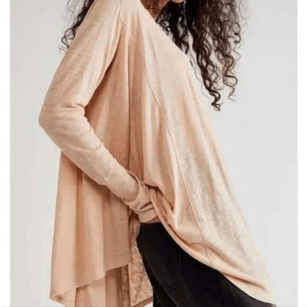 We The Free People Top Womens Medium Pink Misty Mink Long Sleeve Tunic Slub NWT - Picture 10 of 10